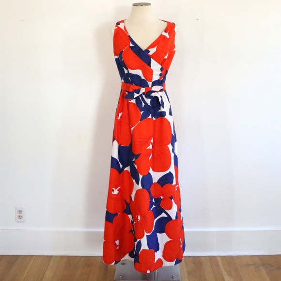 hawaiian floral maxi dress